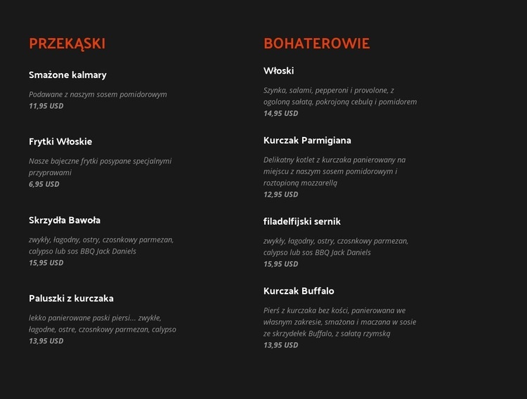 Odkryj klasyczne i nowe pozycje menu Projekt strony internetowej