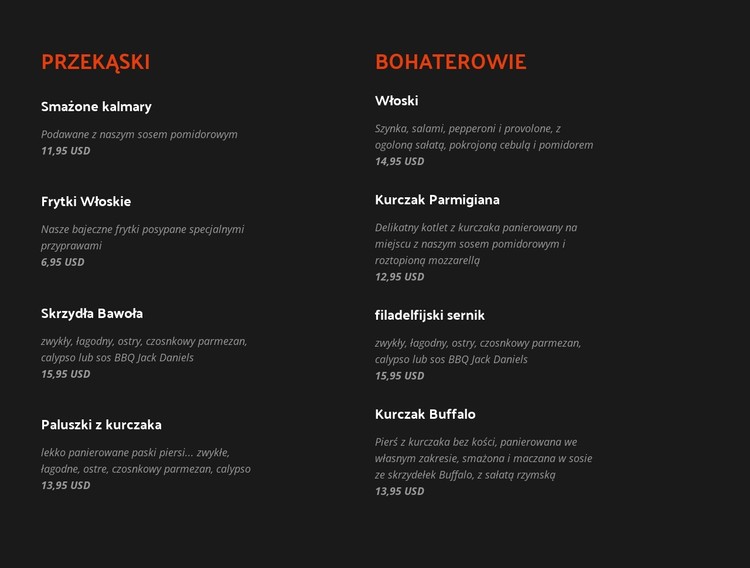 Odkryj klasyczne i nowe pozycje menu Szablon CSS