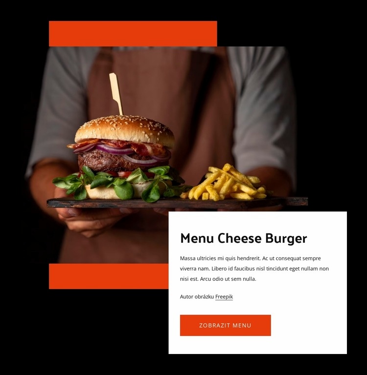 Sýrový burger Šablona webové stránky