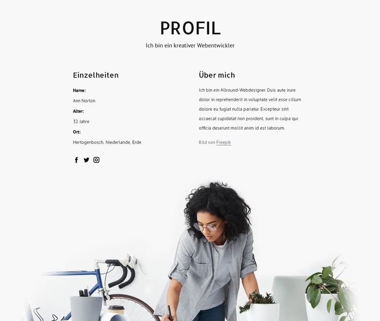 Webdesigner-Profil CSS-Vorlage