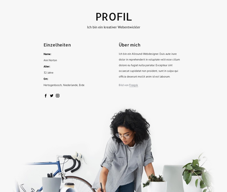 Webdesigner-Profil HTML-Vorlage