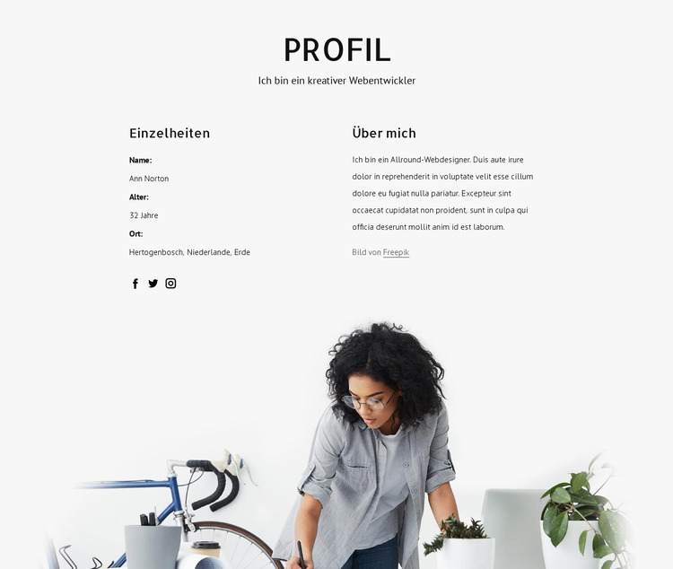 Webdesigner-Profil Joomla Vorlage