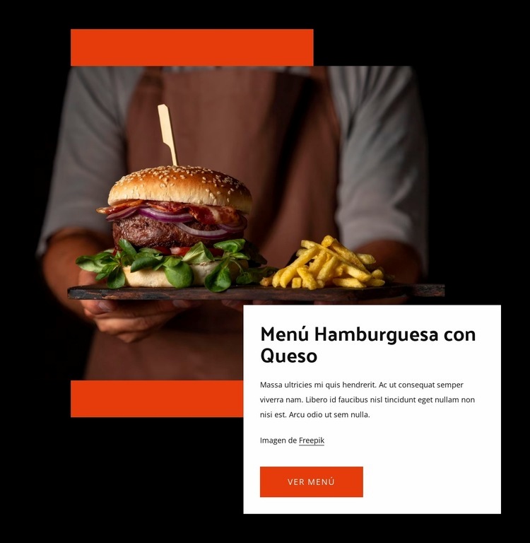hamburguesa con queso Maqueta de sitio web