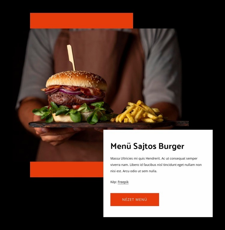 Sajtos burger HTML Sablon