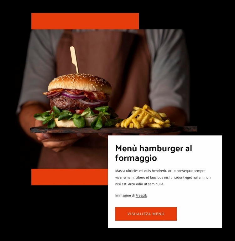 Hamburger al formaggio Mockup del sito web