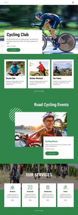 CSS Layout For Welcome To Cycling Club