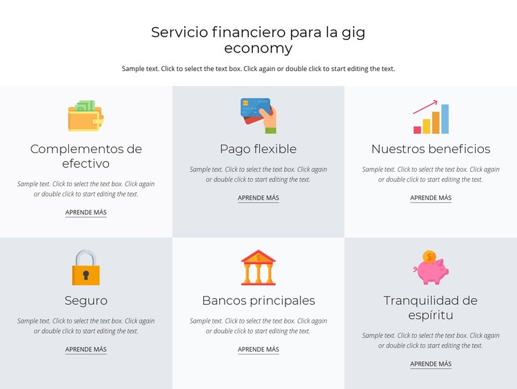 Servicios financieros para ti Maqueta de sitio web