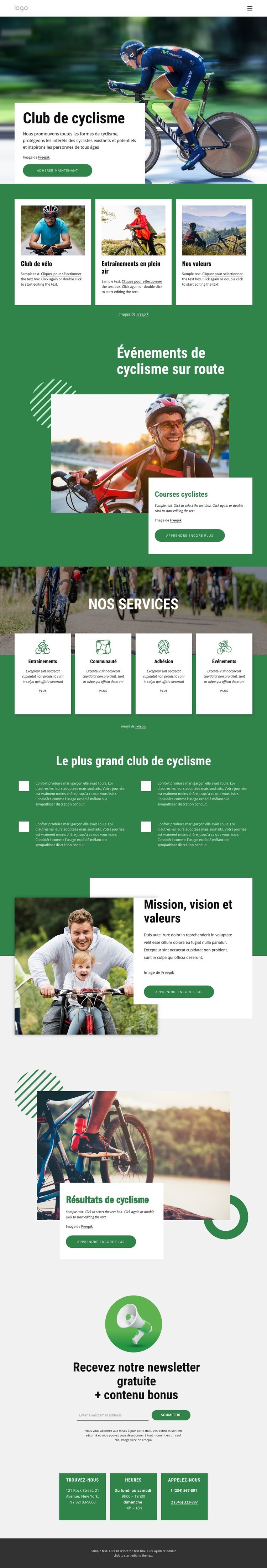 Bienvenue au club cycliste Modèles de constructeur de sites Web