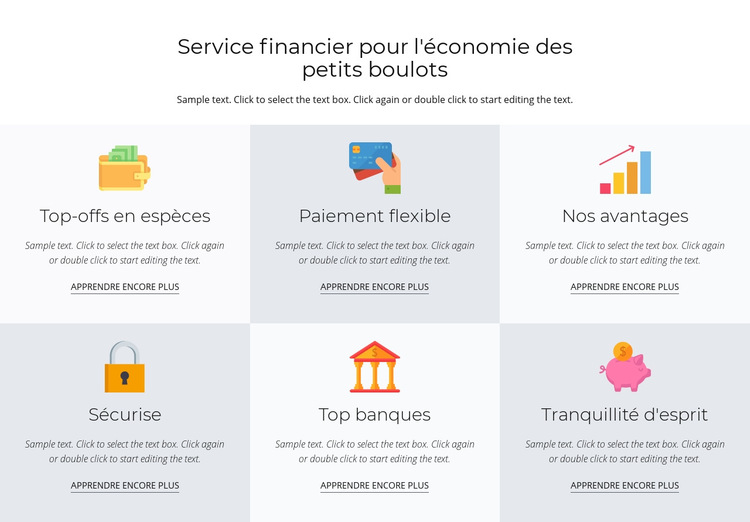 Services financiers pour vous Modèle de site Web