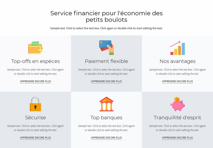 Services financiers pour vous Modèle d'une page