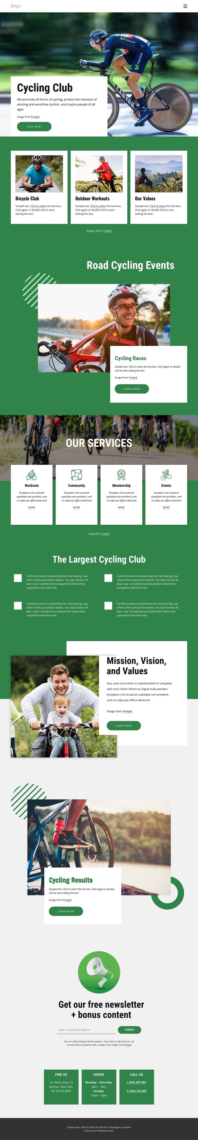 Welcome to cycling club Homepage Design