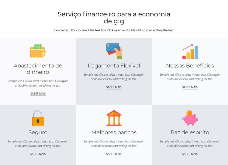Serviços financeiros para você Design do site
