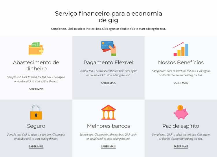 Serviços financeiros para você Maquete do site