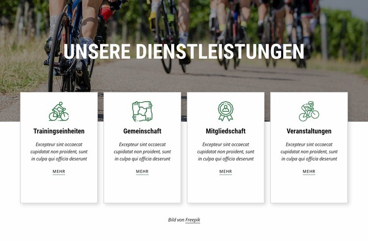 Dienstleistungen des Radsportvereins HTML Website Builder