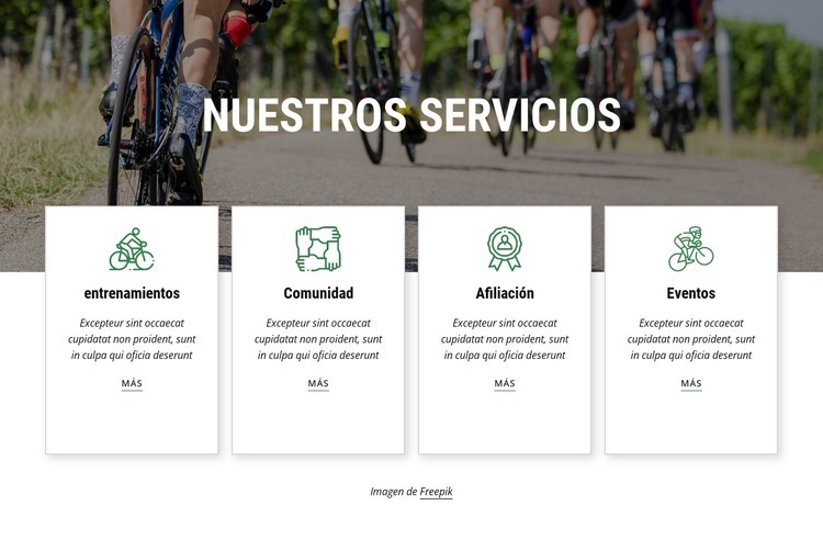 Servicios de clubes ciclistas Maqueta de sitio web