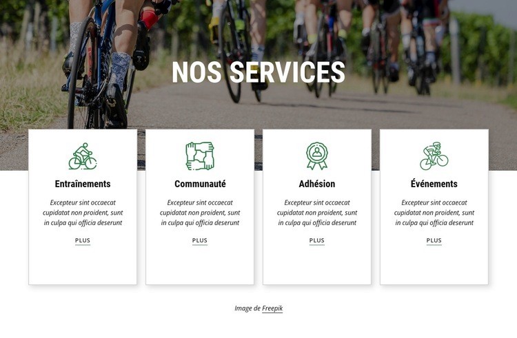 Services du club cycliste Conception de site Web