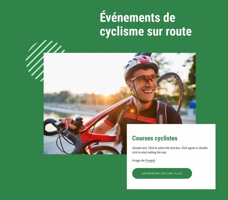 Événements cyclistes pour coureurs de tous niveaux Créateur de site Web HTML