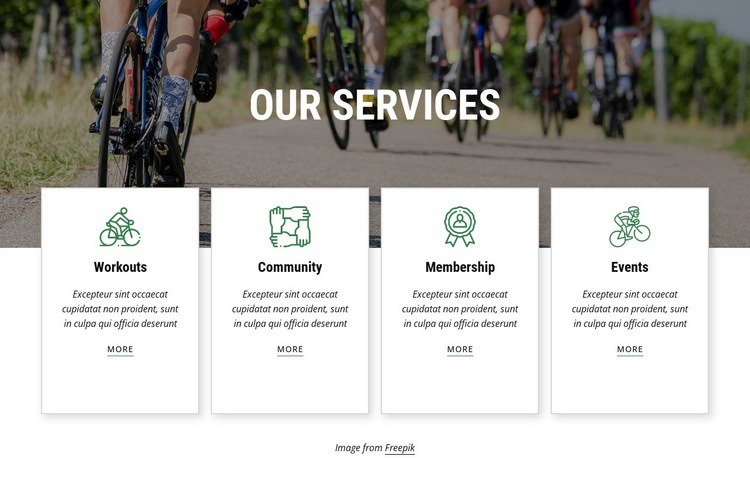 Cycling club services Homepage Design