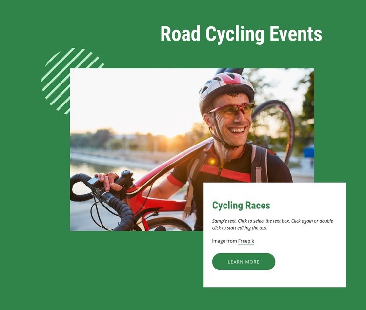 Cycling events for riders of all levels Homepage Design