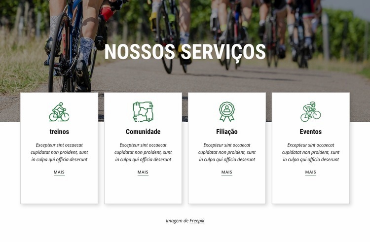Serviços de clube de ciclismo Design do site