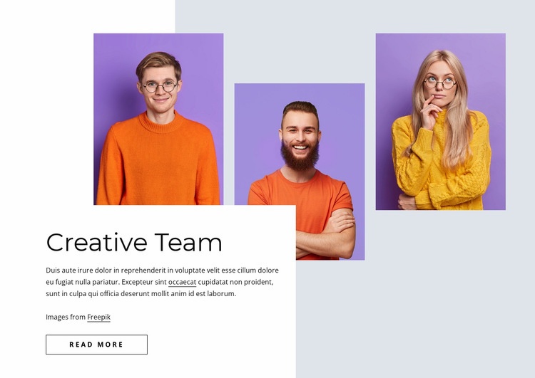 Kreativt och effektivt team Html webbplatsbyggare