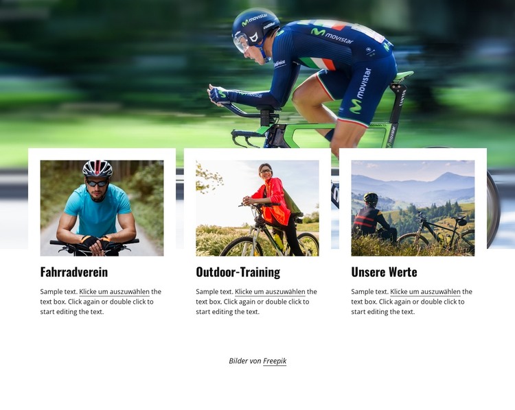 Tritt einem Radsportverein bei HTML-Vorlage