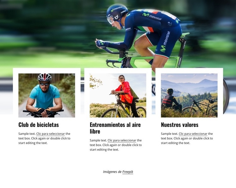 Únete a un club ciclista Diseño de páginas web