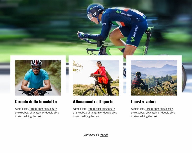 Unisciti a un club di ciclismo Progettazione di siti web