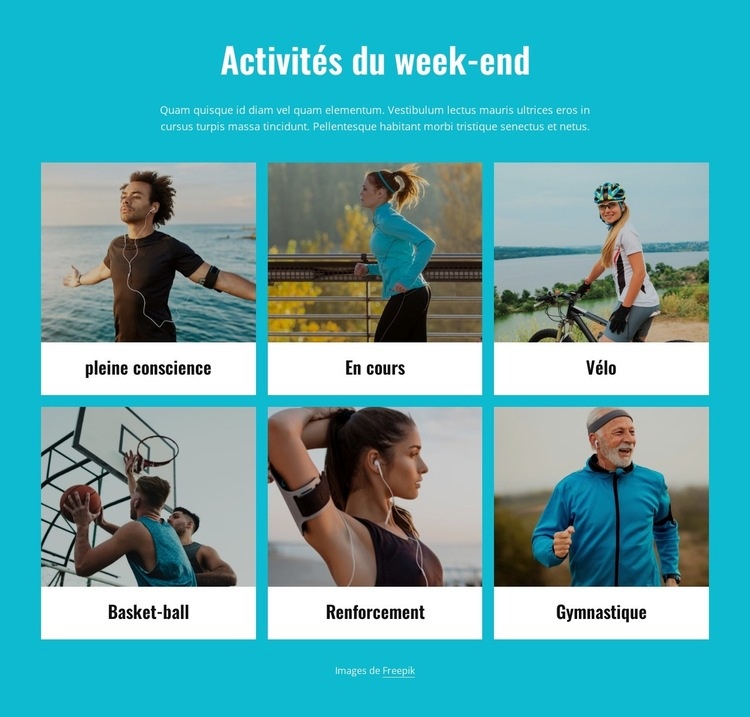 Activités du week-end Modèles de constructeur de sites Web