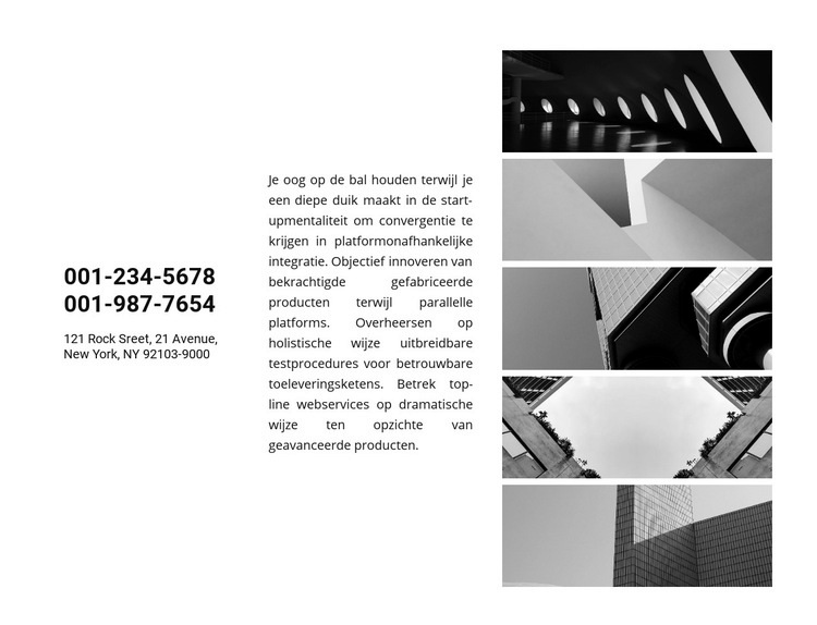 Contacten en galerij Website mockup