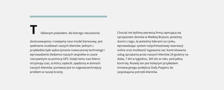 Linia, dwie kolumny z tekstem Makieta strony internetowej