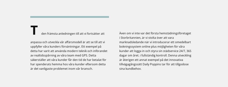 Rad, två kolumn med text CSS -mall