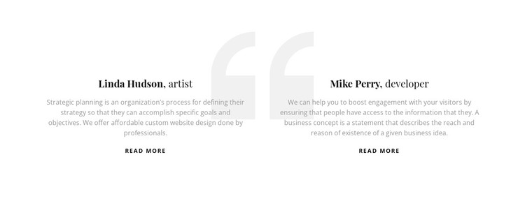 Testimonials with quote icon Web Design