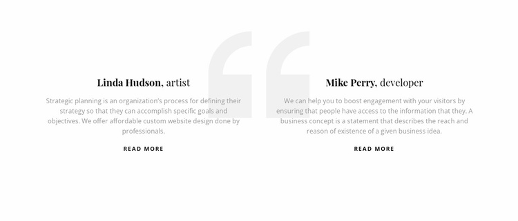 Testimonials with quote icon Landing Page