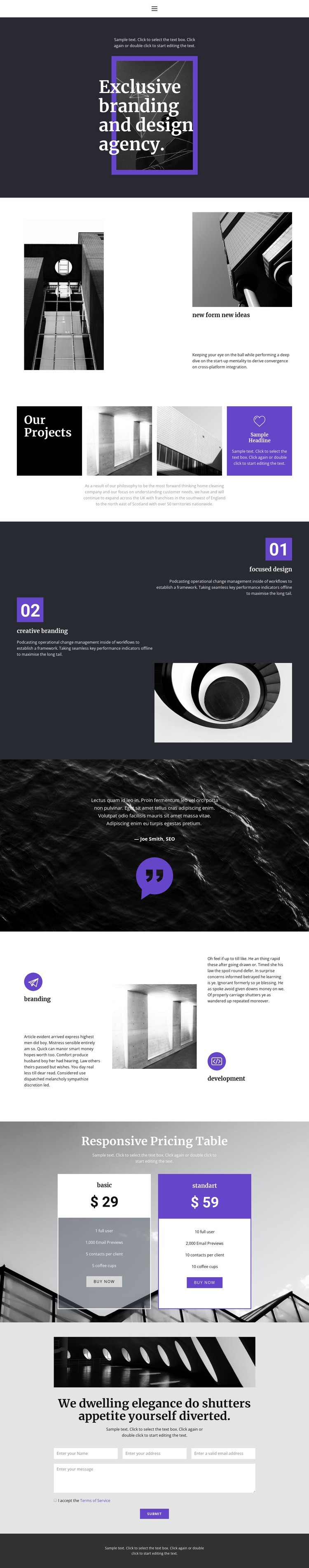 Exclusive branding agency Web Page Design