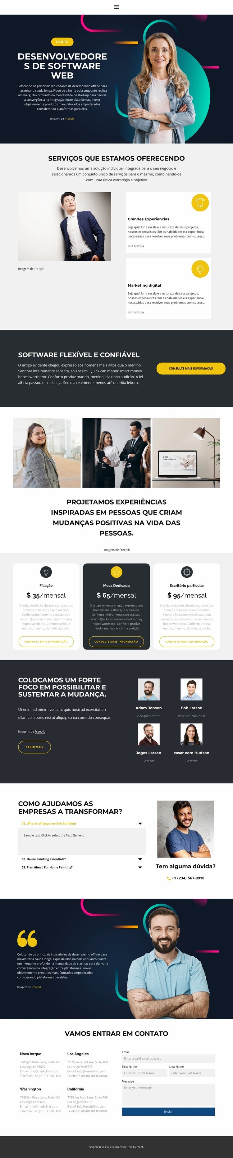 Profissional e entusiasta Landing Page