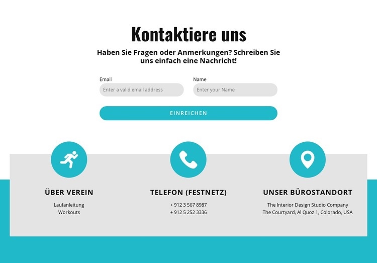 Kontaktformular mit Kontakten Website design