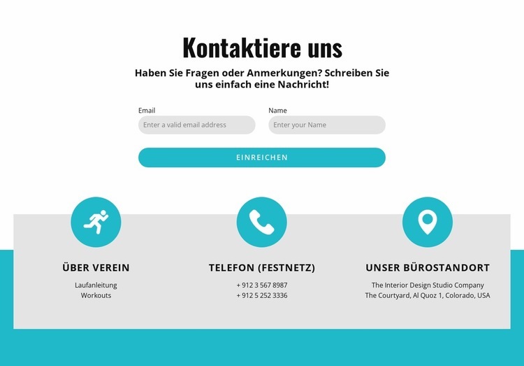 Kontaktformular mit Kontakten Landing Page