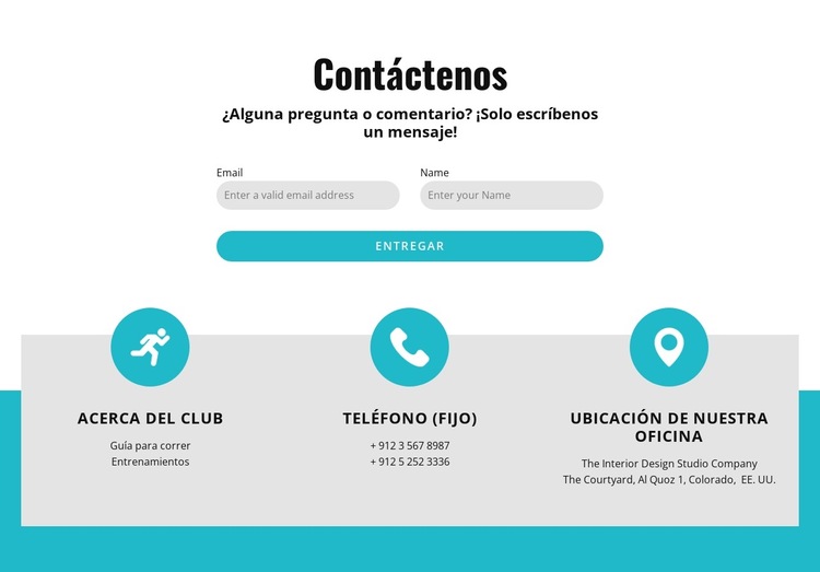 Formulario de contacto con contactos Plantilla de sitio web