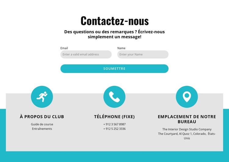 Formulaire de contact avec contacts Modèles de constructeur de sites Web