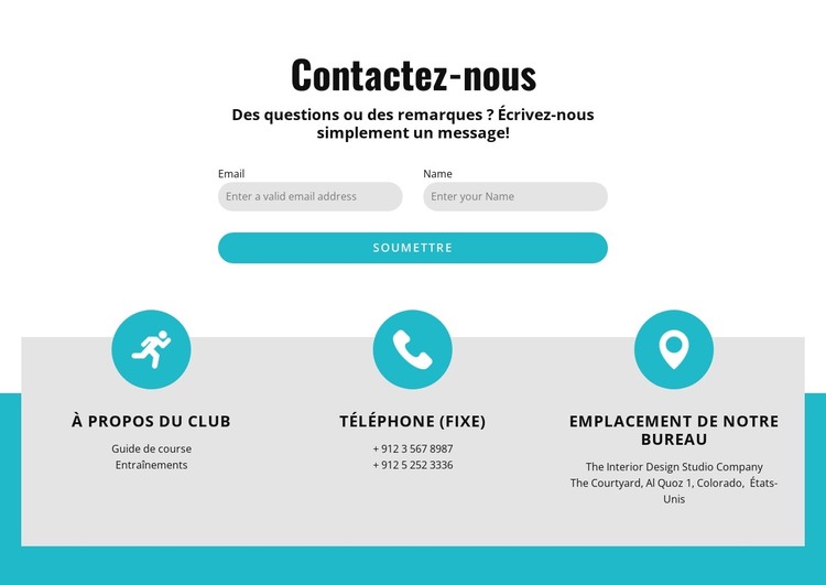 Formulaire de contact avec contacts Modèle HTML