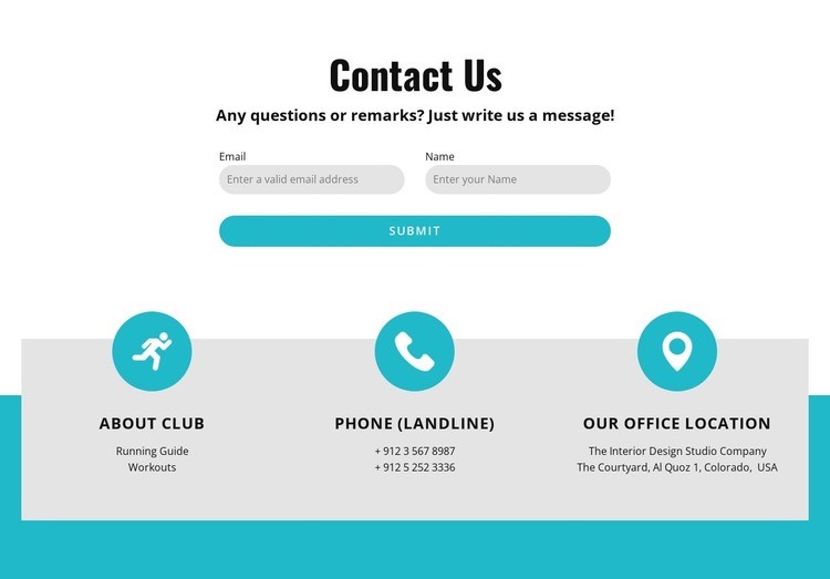 Contact form with contacts Homepage Design