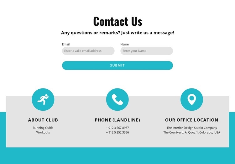Contact form with contacts Html Code Example