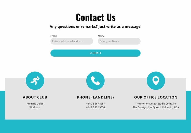 Contact form with contacts Html Website Builder