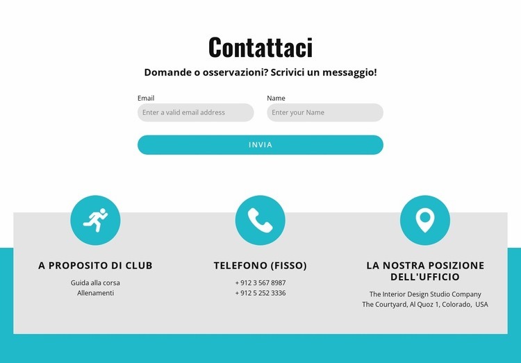 Modulo di contatto con i contatti Mockup del sito web