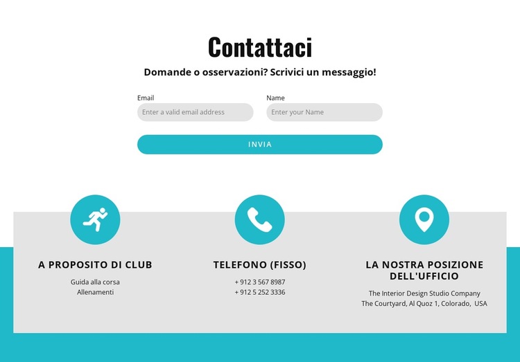 Modulo di contatto con i contatti Modello di sito Web