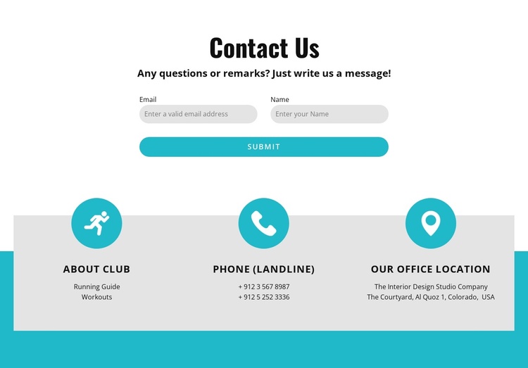 Contact form with contacts Joomla Template