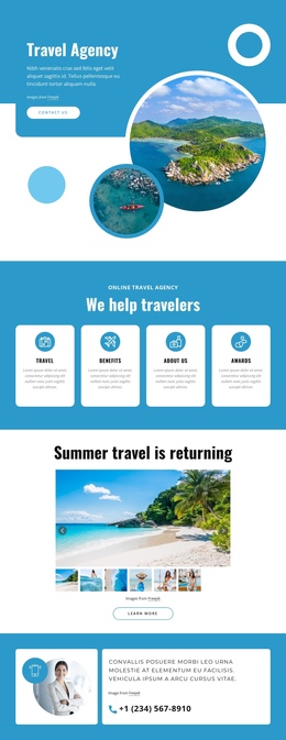 Book Flights, Vacation Packages, Tours One Page Template