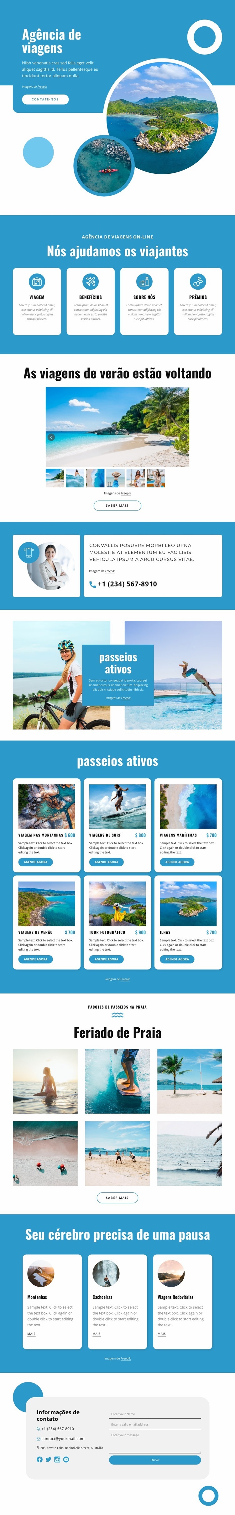 Reserve voos, pacotes de férias, passeios Construtor de sites HTML