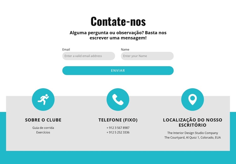 Formulário de contato com contatos Modelo de site